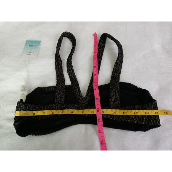 Andie x Demi Moore The Monaco Swim Top Black Gold Floral Jacquard Size L - Picture 8 of 9